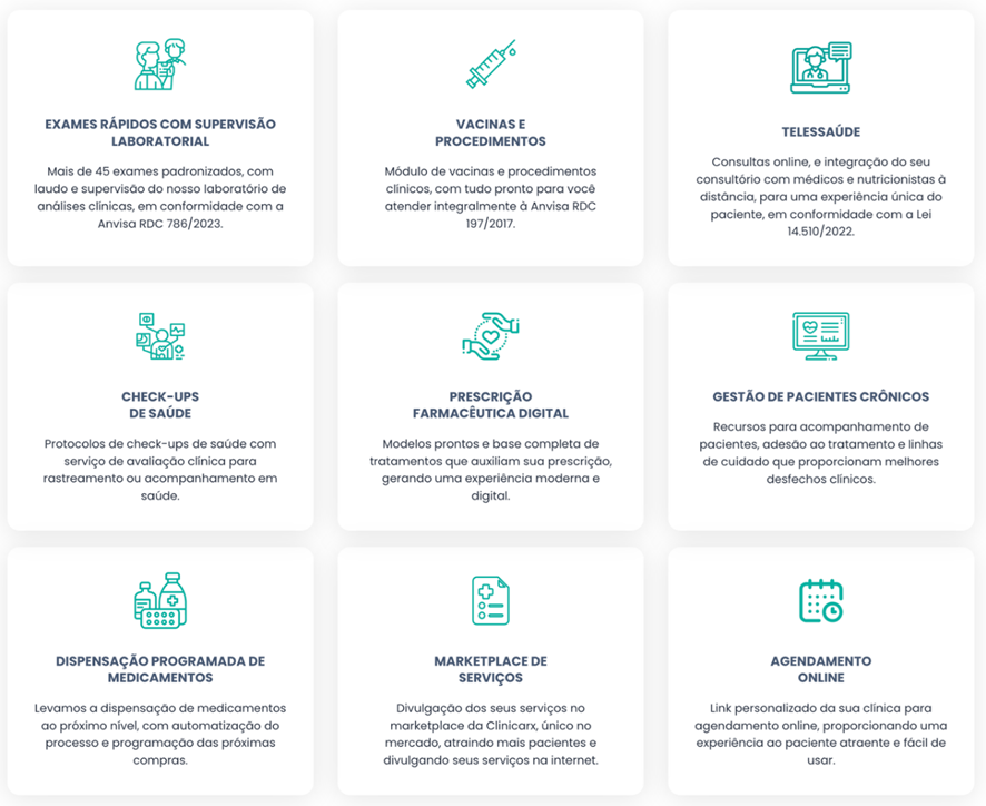 Figura 1. Com as soluções para clínicas e Farmácias da Clinicarx, os estabelecimentos podem oferecer diversos serviços inovadores a seus clientes.