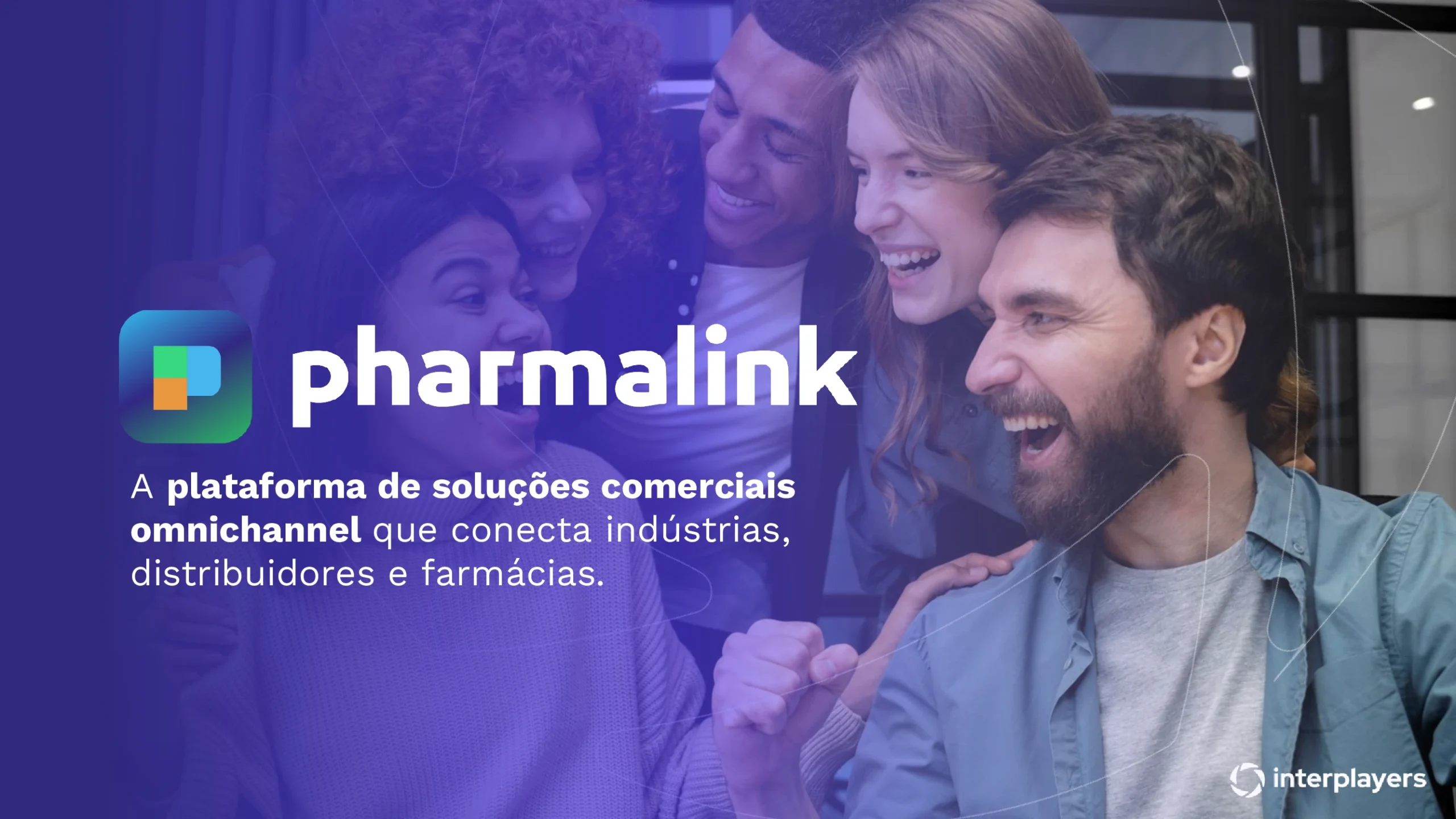 Figura ilustrativa: Pharmalink, a plataforma de soluções comerciais omnichannel que conecta indústrias, distribuidores e farmácias.