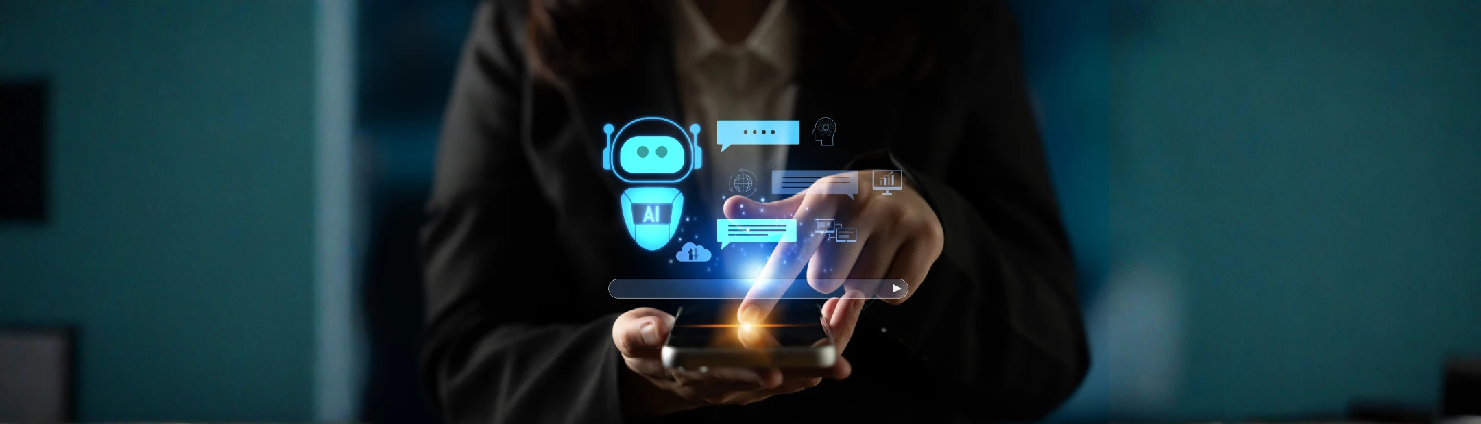 IA Generativa e Saúde mental: foto de chatbot no celular.