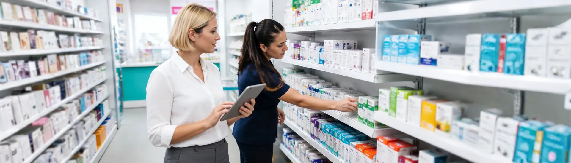 CSMO farmacêutico: por que indústrias líderes terceirizam equipes de trade marketing Foto de equipe de trade marketing na farmácia. Entenda como funciona o CSMO farmacêutico.